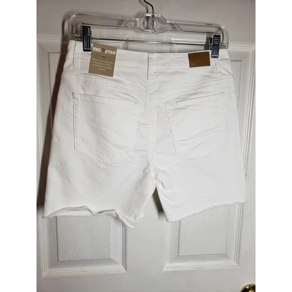Red Star White Denim Shorts Women's Size 4